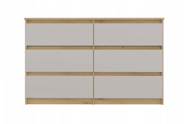 M6 MALWA CHEST OF DRAWERS 120CM 6 DRAWERS COLOUR ARTISAN OAK/CASHMERE - imagine 3