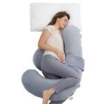 MOMCOZY PP007 F SHAPED PREGNANCY PILLOW VELVET GREY - imagine 2