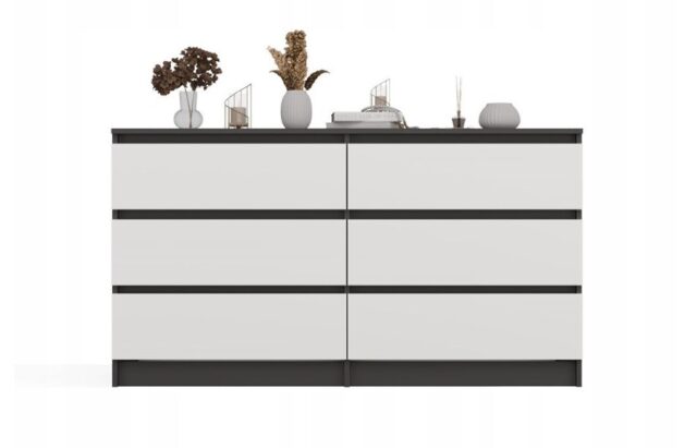 M6 MALWA CHEST OF DRAWERS 140 CM 6 DRAWERS ANTHRACITE/WHITE - imagine 6