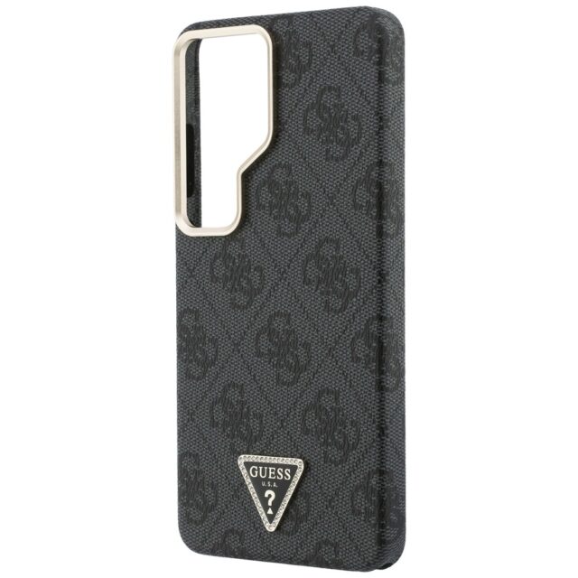 Guess PU Leather 4G Strass Triangle Logo Gold Frame Magnetic Zadní Kryt pro Samsung Galaxy S26 Ultra Black - imagine 7