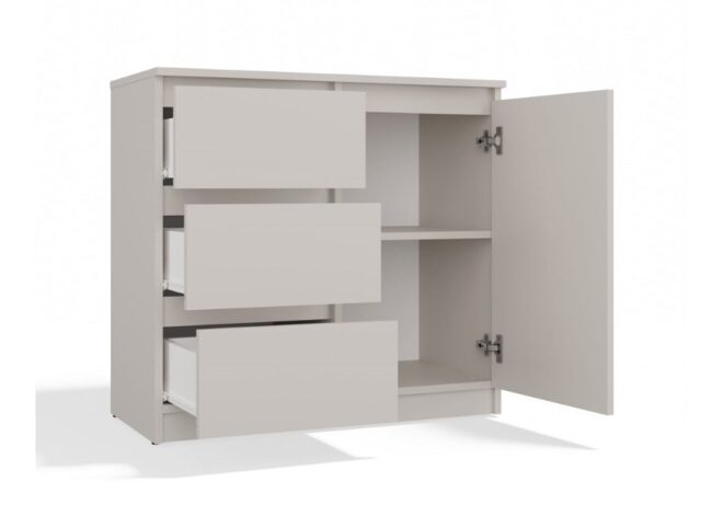 CHEST OF DRAWERS 1 DOOR 3 DRAWERS COLOUR CASHMERE - imagine 3