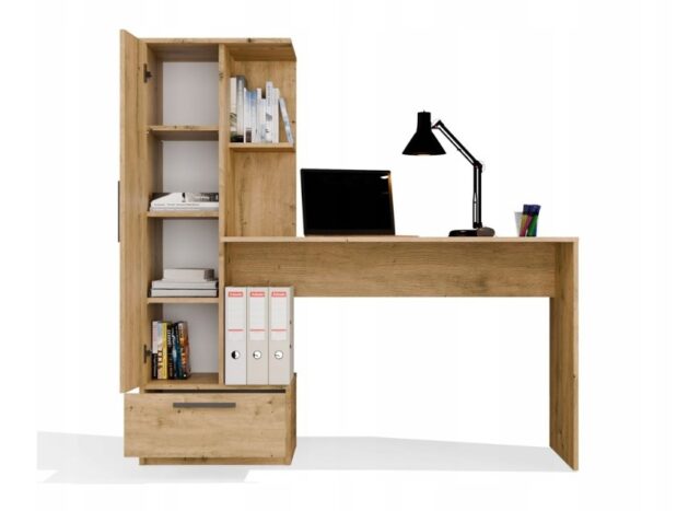 COSMO Oak Artisan Desk + Bookcase Set - imagine 3