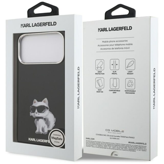 Karl Lagerfeld IML Aquarelle Choupette & Logo MagSafe Case for iPhone 17 Pro Max Black - imagine 8