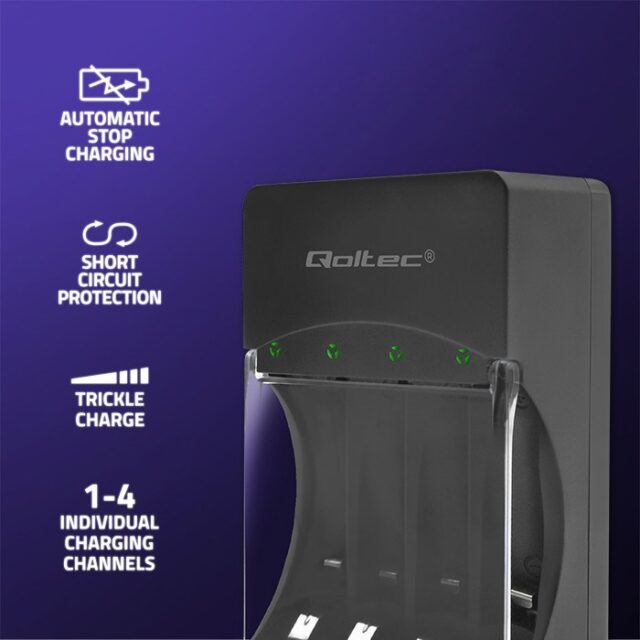 Qoltec 50653 Battery Charger for Ni-MH type R03/AAA R6/AA - imagine 2