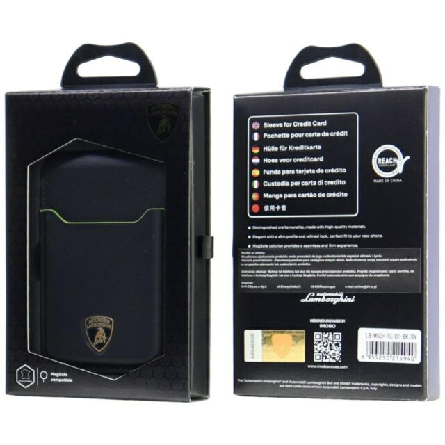 Magnetic Wallet Lamborghini D1 Genuine Leather MagSafe Phone Stand green - imagine 8