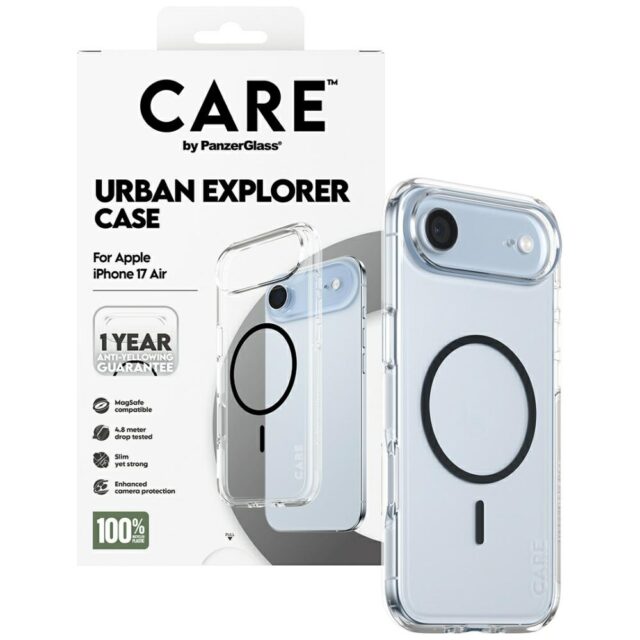 Case CARE by PanzerGlass Flagship Urban  Explorer w. Black MagSafe for iPhone Air transparent - imagine 4