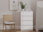 M4/60 MALWA CHEST OF DRAWERS 4 DRAWERS WHITE - imagine 6