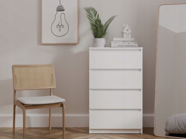 M4/60 MALWA CHEST OF DRAWERS 4 DRAWERS WHITE - imagine 6