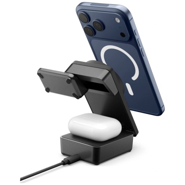 Ładowarka indukcyjna Spigen Essential     EF323MQ 3w1 25W Qi2.2 MagSafe czarny - imagine 3