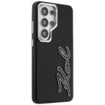 Case Karl Lagerfeld Grained Signature    Metal Resin Logo for Samsung Galaxy S26 Ultra black - imagine 4