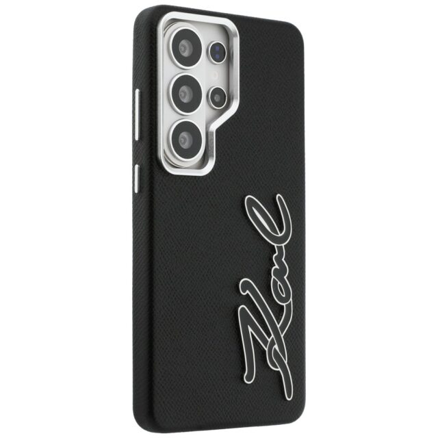 Case Karl Lagerfeld Grained Signature    Metal Resin Logo for Samsung Galaxy S26 Ultra black - imagine 4