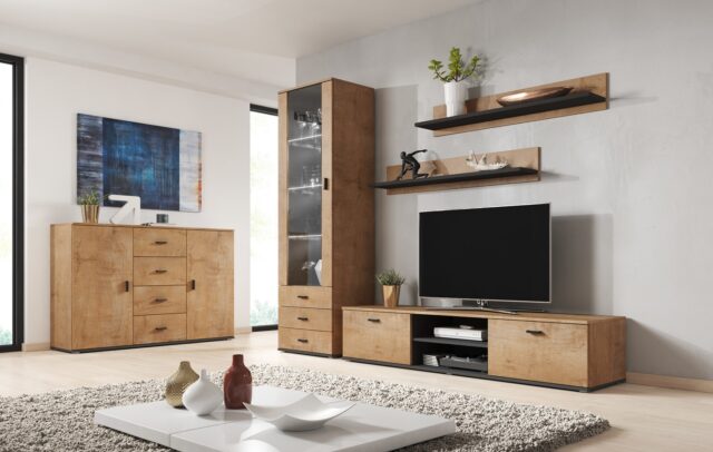 Cama display cabinet SOHO S1 lefkas oak/black - imagine 5