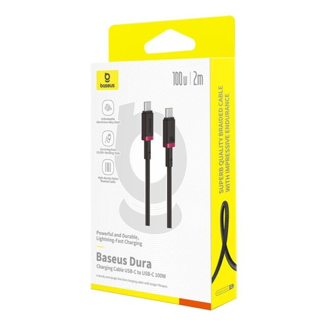 Baseus Dura Type C to Type C 100 W fast charging cable 2 m Black  Red - imagine 6