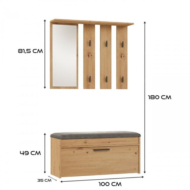 PARMA closet 100x35x180 cm  artisan oak - imagine 4
