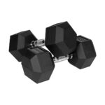 REBEL ACTIVE Rubber-coated cast iron dumbbells 2x15 kg - imagine 2