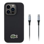 Lacoste Iconic Petit Pique Woven Logo MagSafe Zadní Kryt pro iPhone 15 Pro Black + USB-C/USB-C Datový Kabel