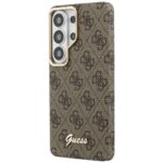 Guess PU 4G Script Metal Logo Magnetic Zadní Kryt pro Samsung Galaxy S26 Ultra Brown - imagine 3