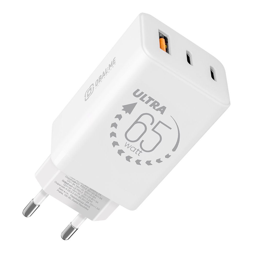 cps-5aef2f0c34386df2143ac90ee4cae329-2026-03-30-15-31-18 OBAL:ME GaN Cestovní Nabíječka USB-A + 2xUSB-C 65W White (Pošk. Balení) - imagine 1