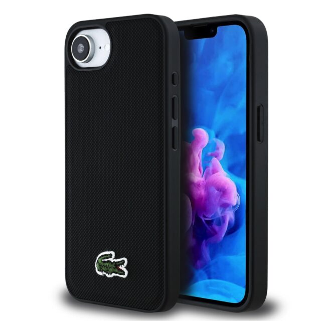 Case Lacoste Iconic Petit Pique Woven Logo MagSafe for iPhone 16e black - imagine 9