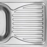 Steel sink with 1-bowl faucet with drainer