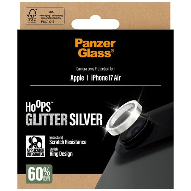 Tempered glass lens protector PanzerGlass  Hoops Glitter do iPhone Air srebrny - imagine 5