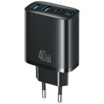 Wall charger USAMS T70 40W 2xUSB-A/2xUSB-C black