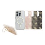 Guess PC/TPU Electroplated Stand Camera Frame MagSafe Zadní Kryt s Vyměnitelným Pozadím pro iPhone 16 Pro