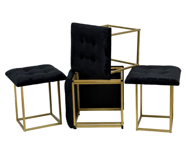 Puff-transformer 5in1 - 5 stools in 1 pouffe black velvet - imagine 5