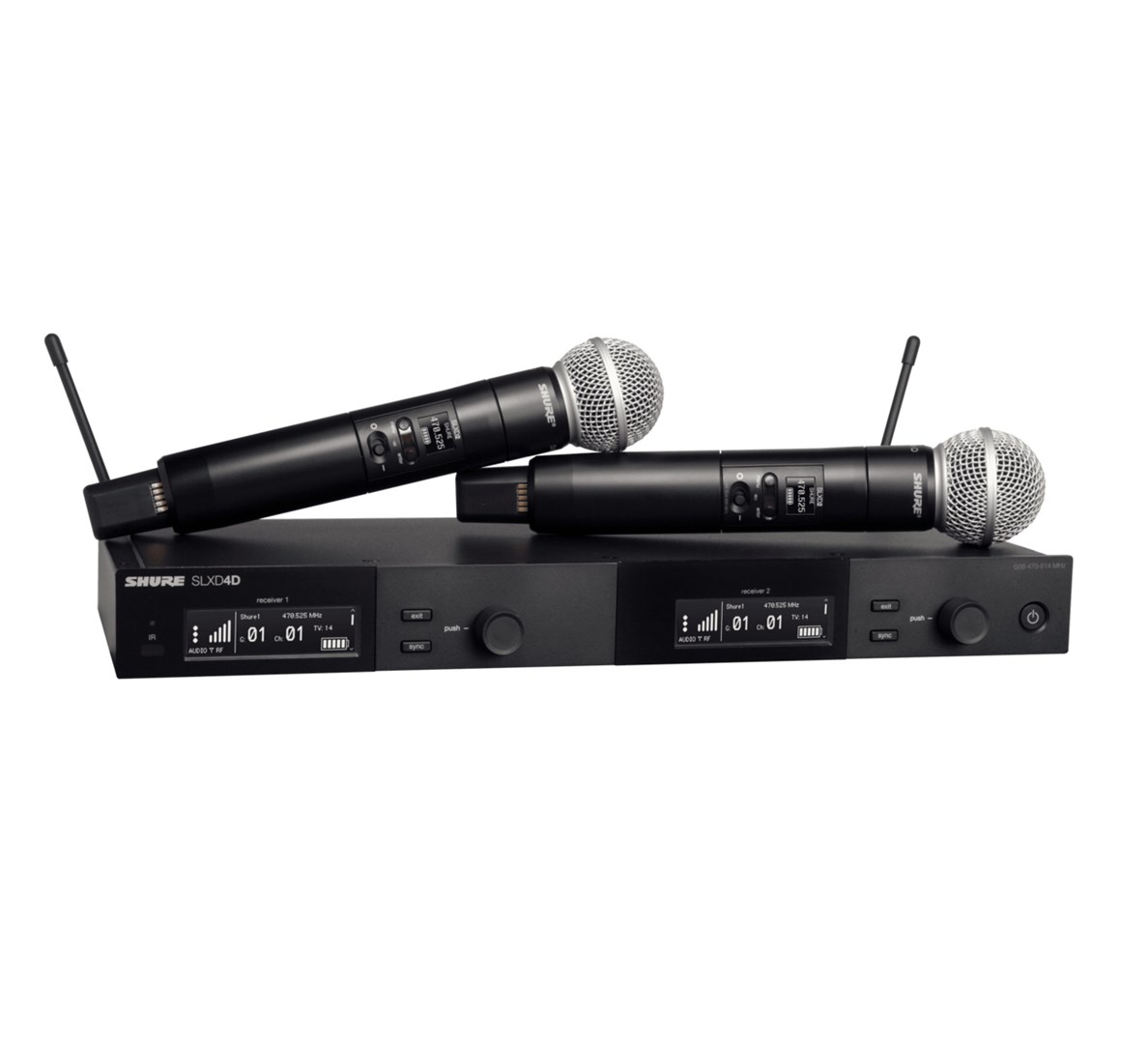 cps-606cb15f007390cd678628e828af5628-2026-03-22-13-53-30 Shure SLXD24DE/SM58-G59 - dual digital wireless system with two transmitters/handheld microphones (470 - 514 MHz) - imagine 1