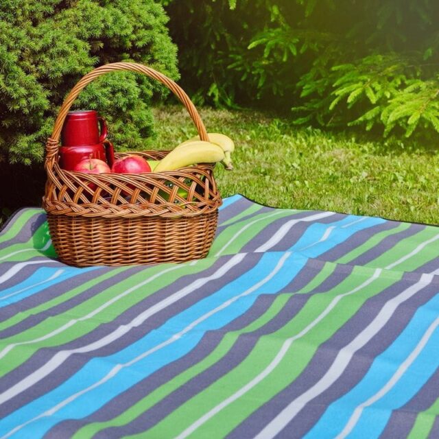 PROMIS Picnic Blanket  Green Stripes  200 cm x 150 cm - imagine 3