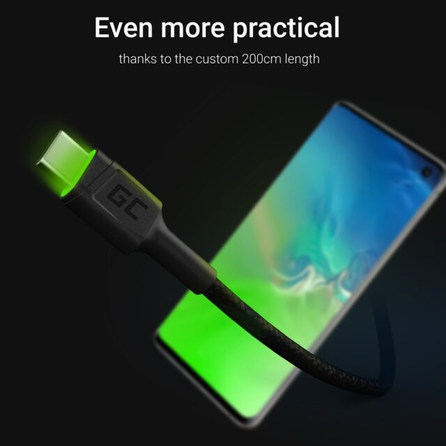 Green Cell KABGC13 USB cable USB 2.0 2 m USB A USB C Black - imagine 4