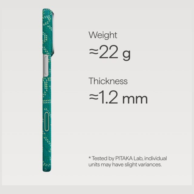 Etui PITAKA Ultra-Slim Monogram MagSafe   do iPhone 17 Pro Max złoto zielony - imagine 4