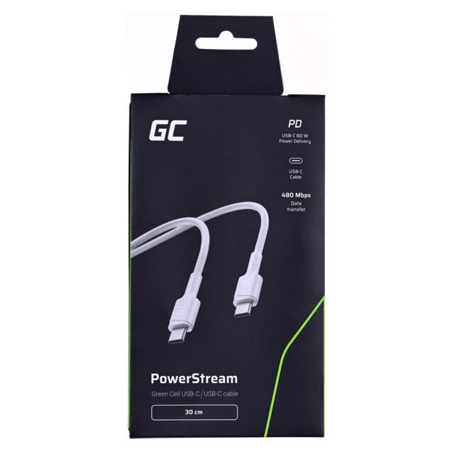 Green Cell GC PowerStream USB cable USB 3.2 Gen 1 (3.1 Gen 1) 0.3 m USB C White - imagine 6