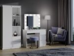 MIJAS DESK SET  RIGHT-HANDED  WHITE + MARINA MIRROR - imagine 3