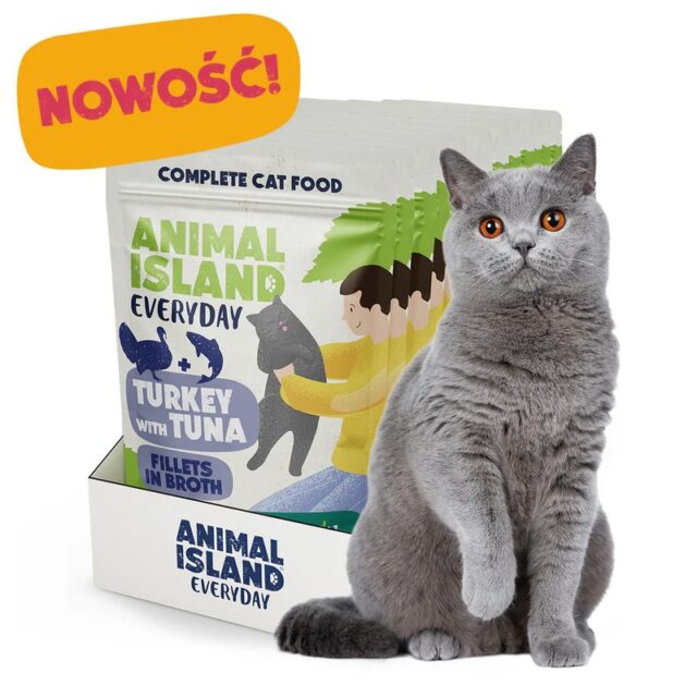 ANIMAL ISLAND indyk z tuńczykiem saszetki dla kota 12x85g - imagine 2