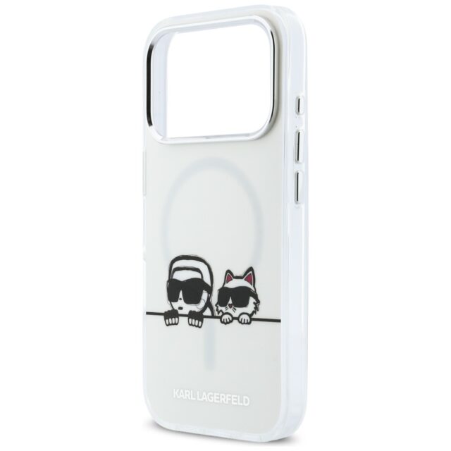 Etui Karl Lagerfeld IML Karl & Choupette  Peekaboo Logo MagSafe do iPhone 17 Pro biały - imagine 6