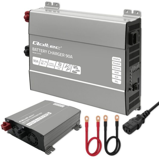 Qoltec Smart Professional Monolith Battery Charger for LiFePO4 AGM GEL SLA batteries | 90A | 12V | Fast charging - imagine 7