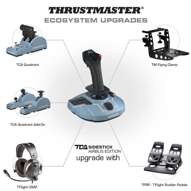 Thrustmaster TCA Quadrant Airbus Edition Black  Blue Flight Sim PC - imagine 5