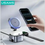 Wireless charger 3in1 Usams CD257 Qi2 tarnish - imagine 5