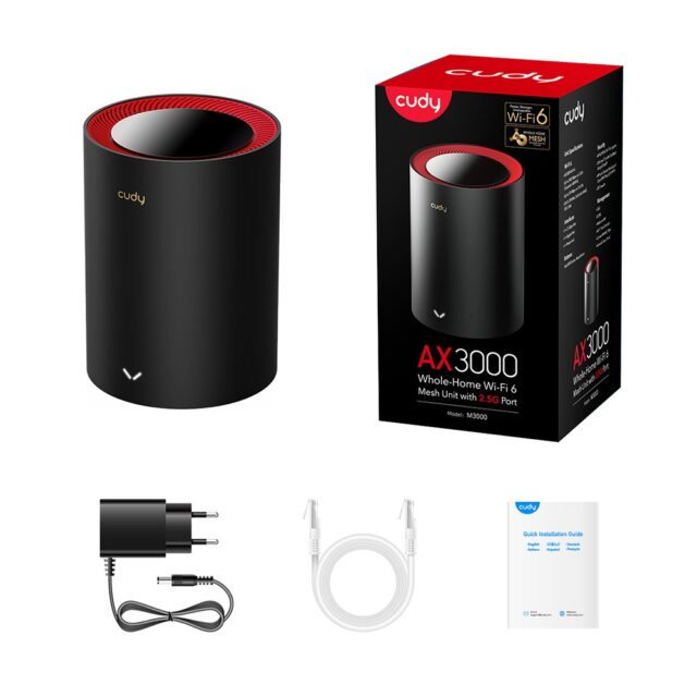 Cudy M3000 Dual-band (2.4 GHz / 5 GHz) Wi-Fi 6 (802.11ax) Black  Red 1 Internal - imagine 4