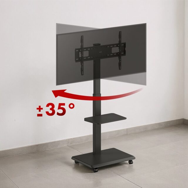 Stand / cart for TV Ergo-Office  max. load 50kg / 5kg shelf  max. VESA 600x400  built-in power strip  black  ER-304 B - imagine 10