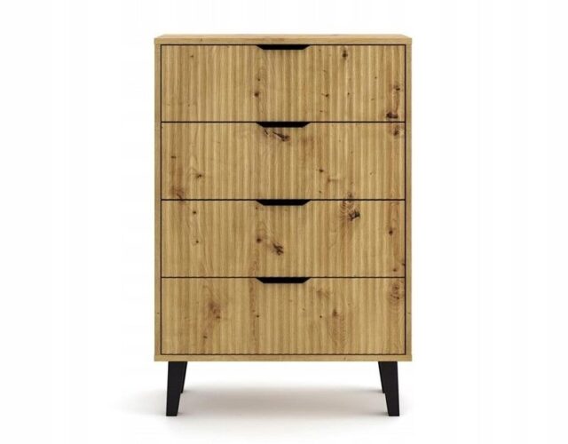 SCANDI 4S SLIM OAK ARTISAN CHEST OF DRAWERS - imagine 3
