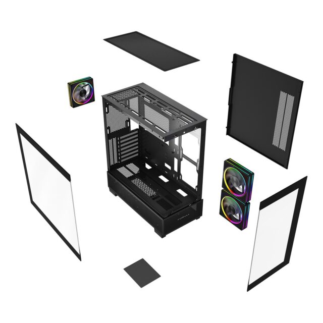 Gembird Gaming case Fornax X550 aquarium type  ATX  2x USB 3.2 + 1x USB type-C  black - imagine 9