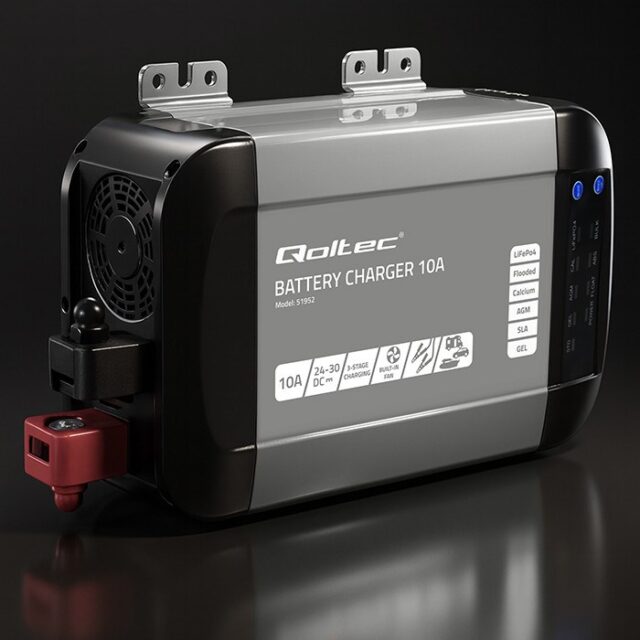 Qoltec Smart Monolith Battery Charger for LiFePO4 AGM GEL SLA batteries | 10A | 24V - imagine 4