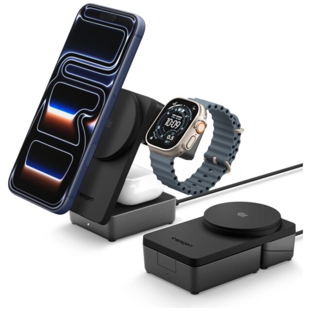 Ładowarka indukcyjna Spigen Essential     EF323MQ 3w1 25W Qi2.2 MagSafe czarny - imagine 5