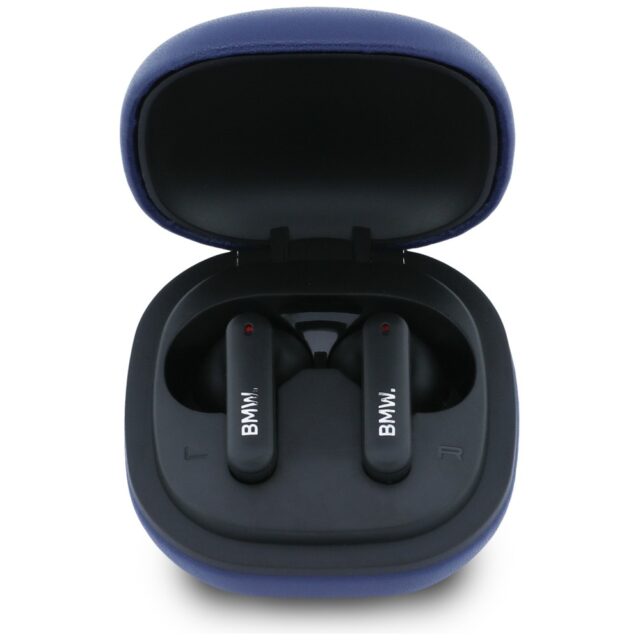 Headphones Bluetooth TWS BMW Leather      Metal Logo ENC blue - imagine 3