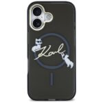 Case Karl Lagerfeld IML Choupettes Karl  Script Logo MagSafe for iPhone 17 black - imagine 3
