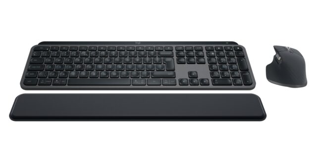 Logitech Master MX Keys Combo for Bussiness keyboard Mouse included Office RF Wireless + Bluetooth QWERTY US International Graphite - imagine 5