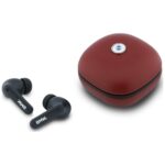 Headphones Bluetooth TWS BMW Leather      Metal Logo ENC red