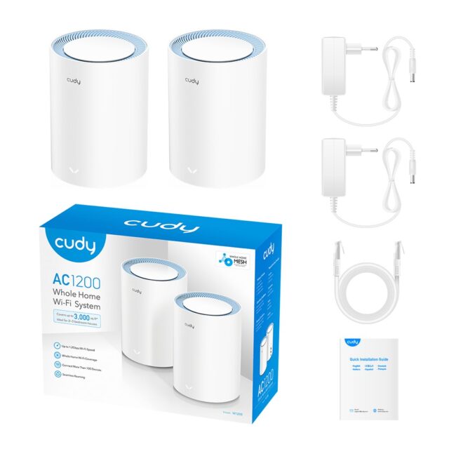 Cudy M1200 2-PACK mesh wi-fi system Dual-band (2.4 GHz / 5 GHz) Wi-Fi 5 (802.11ac) White 1 Internal - imagine 4